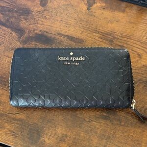 Kate Spade Black Embossed Zip Wallet